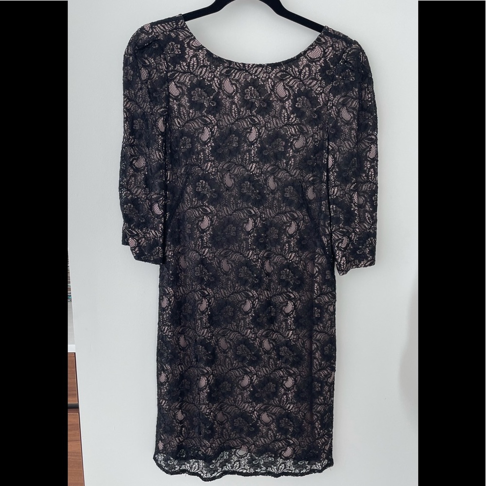 Black lace dress with nude lining SZ 8 by Pippa